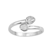 Load image into Gallery viewer, 0.35 CTW Natural Slice Polki Diamond Bypass Women Ring 925 Sterling Silver
