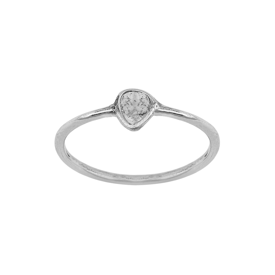 Tiny 0.10 CTW Natural Slice Polki Diamond Handmade Ring 925 Sterling Silver White Gold Plated