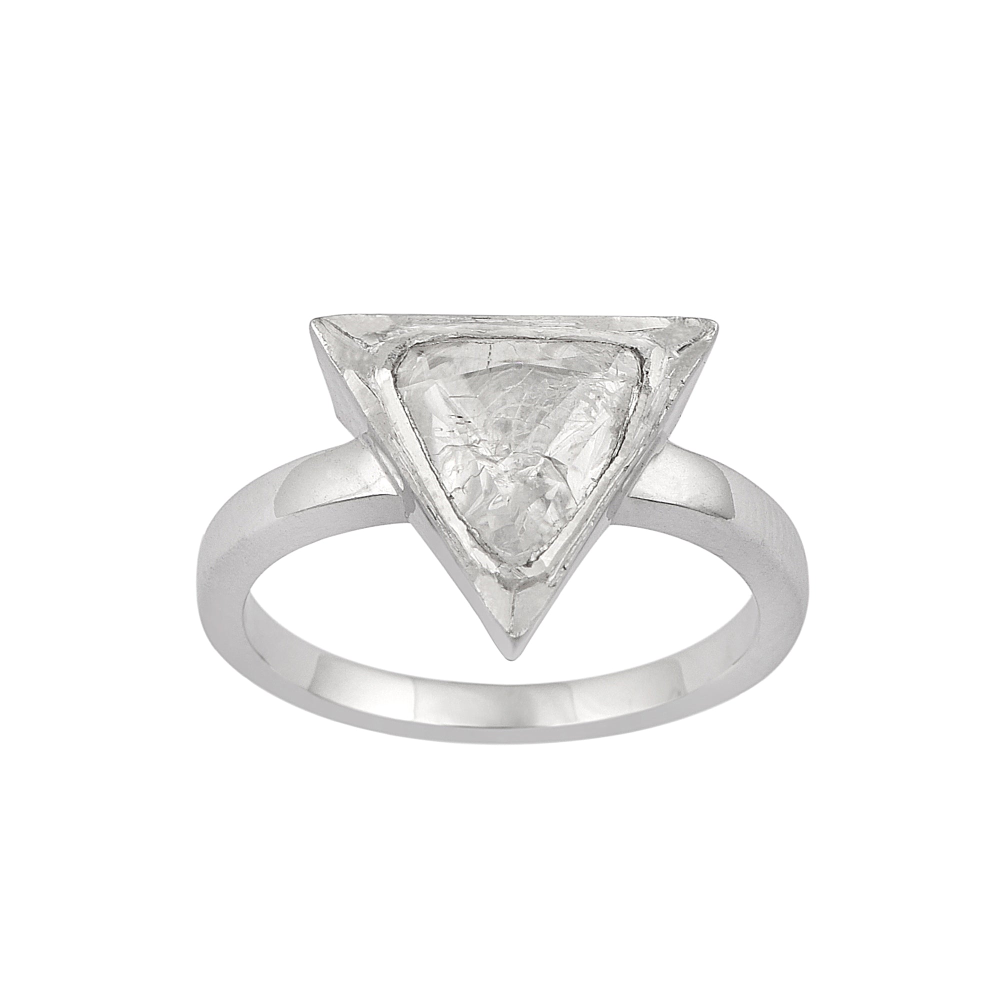 0.50 CTW Natural Slice Polki Diamond Trillion Shape Geometric Shapes Ring
