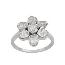 Load image into Gallery viewer, 0.50 CTW Polki Diamond Floral 925 Sterling Silver Ring

