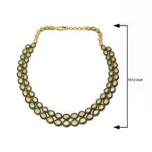Load image into Gallery viewer, 15 CTW Diamond Polki Green Enamel Necklace
