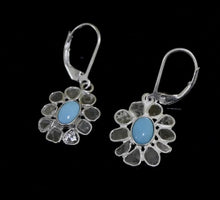 Load and play video in Gallery viewer, 2.50 CTW Diamond Polki Turquoise Floral Dangle Earrings
