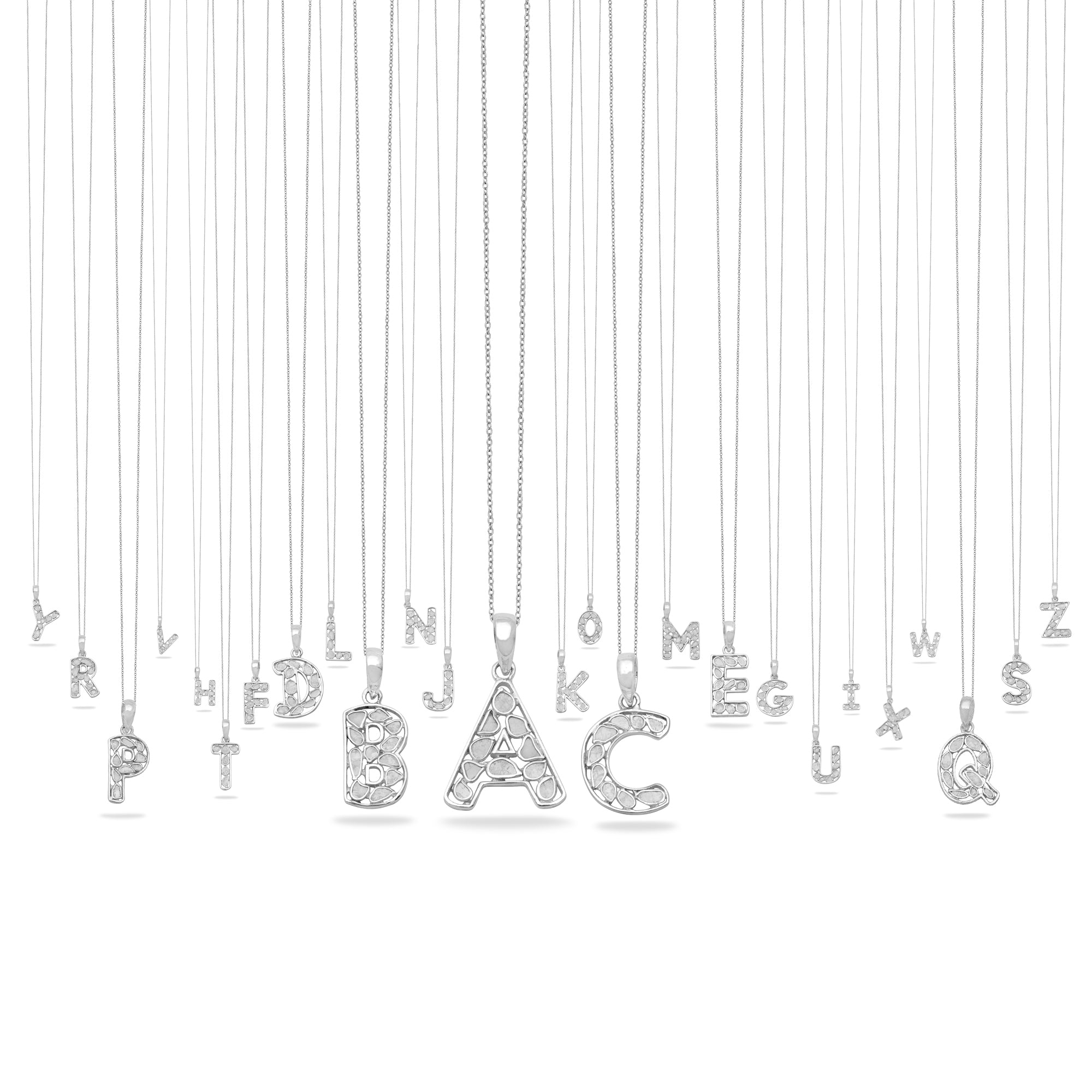 Personalized Natural Polki Diamond Initial Alphabet Pendant